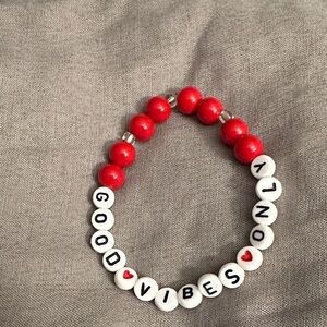 Red and White Beaded Bracelet
